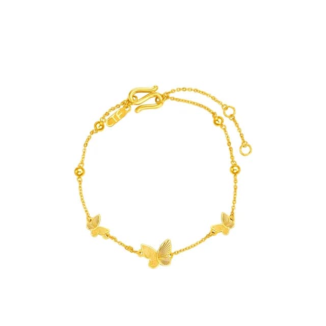 【周大福】仙女蝴蝶流蘇 黃金手鍊_計價黃金(鍊長15cm)
