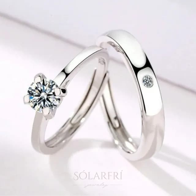 【SOLARFRi】浪漫閃耀對戒指｜可調整戒圍大小附品牌禮盒(女友老婆情人生日告白求婚禮物)