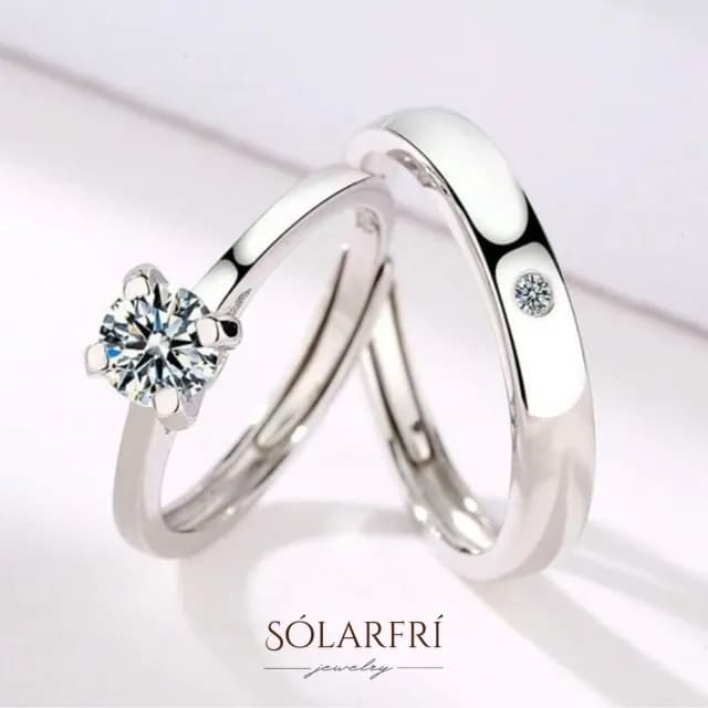 【SOLARFRi】浪漫閃耀對戒指｜可調整戒圍大小附品牌禮盒(女友老婆情人生日告白求婚禮物)