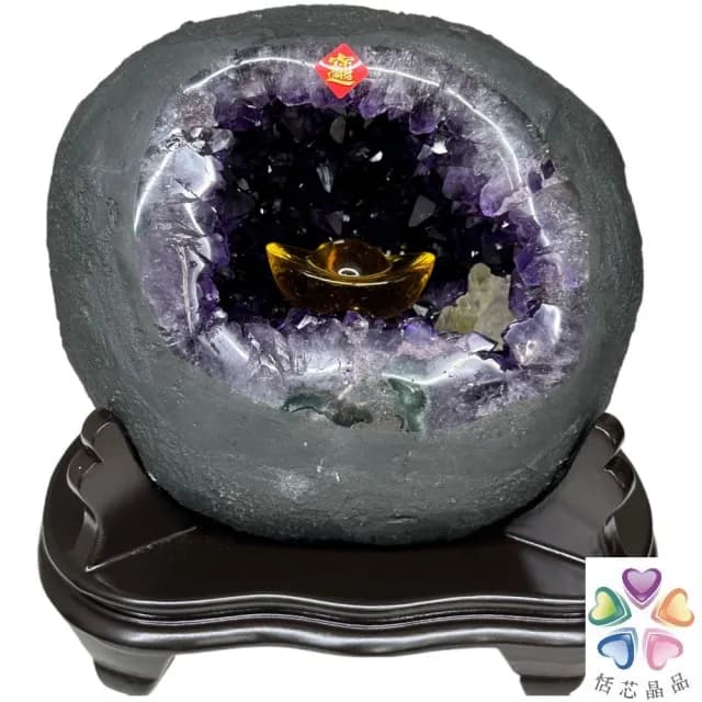 【恬芯晶品】S63精選烏拉圭紫晶洞3.75KG錢袋子(圓洞聚財招財貴人開運風水帝王紫水晶新居禮物補財庫聖誕節)
