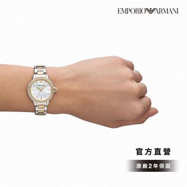 【EMPORIO ARMANI 官方直營】Mia系列 經典輕奢仕女錶 玫不鏽鋼鍊帶手錶 32MM(多色可選)