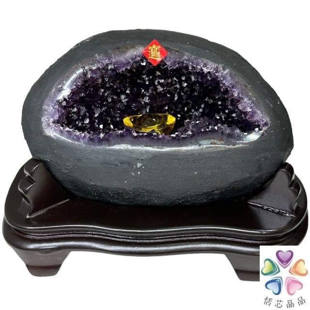 【恬芯晶品】S84精選烏拉圭紫晶洞1.45KG錢袋子(圓洞聚財招財貴人開運風水帝王紫水晶新居禮物補財庫聖誕節)