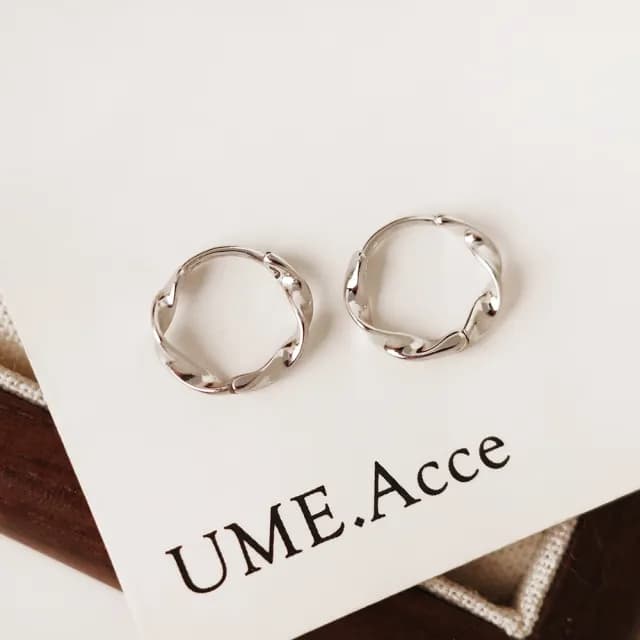 【UME.Acce】父親節禮物 莫比無限環純銀耳扣耳環(純銀耳環 S925純銀 耳扣 莫比烏絲環 圓圈耳環 耳扣耳環 莫