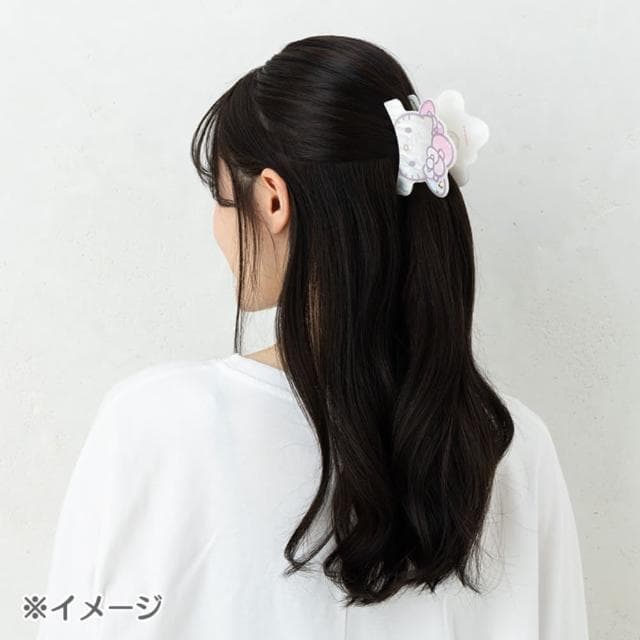 【小禮堂】Sanrio 三麗鷗 Hello Kitty 壓克力造型鯊魚夾 - 50週年The Fashionable Ribbons(平輸