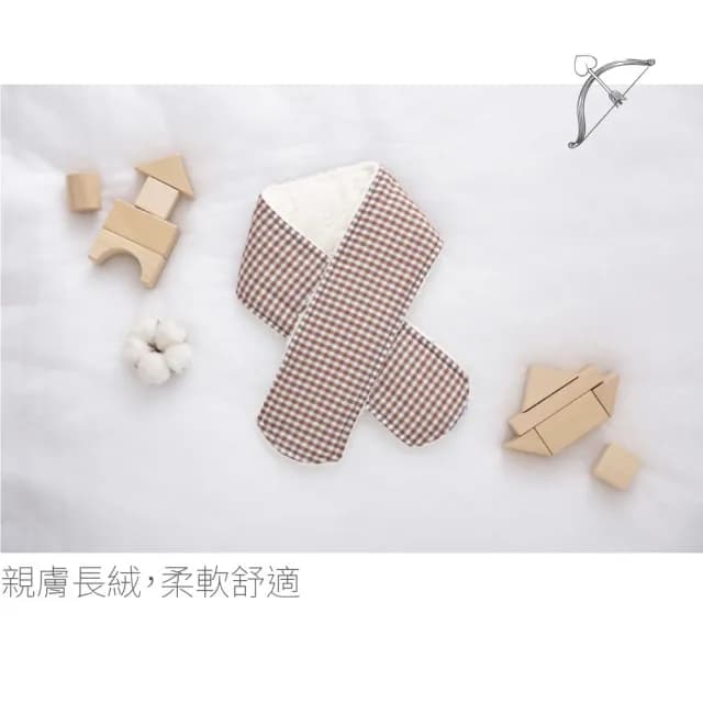 【PL Life】貝柔兒童加絨暖毛圍巾(格紋)