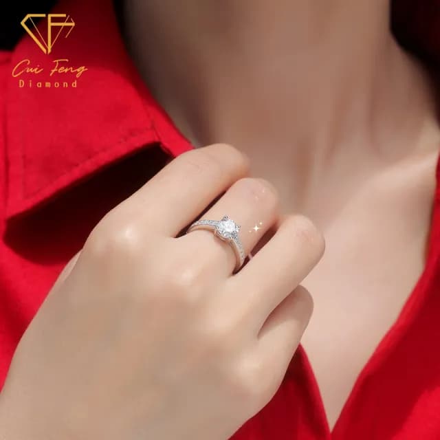 【CF鑽飾】女戒 莫桑鑽《溺愛》(1克拉 雙11限定  戒指 鑽戒 禮物 求婚 生日)