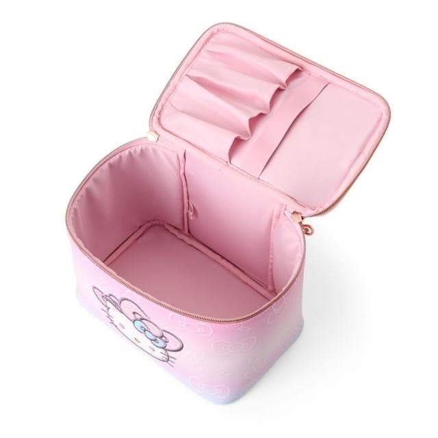 【小禮堂】母親節禮物 Sanrio 三麗鷗 Hello Kitty 皮質手提化妝箱 - 50週年The Fashionable Ribbons(平輸品