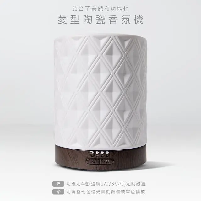 【Earnest Living】菱形陶瓷水氧機 250ml(加濕器/薰香機/香氛機/精油燈/水氧機)
