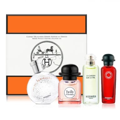【Hermes 愛馬仕】女性小香水禮盒四入組(Twilly/橘采星光/尼羅河花園/緋紅火參)