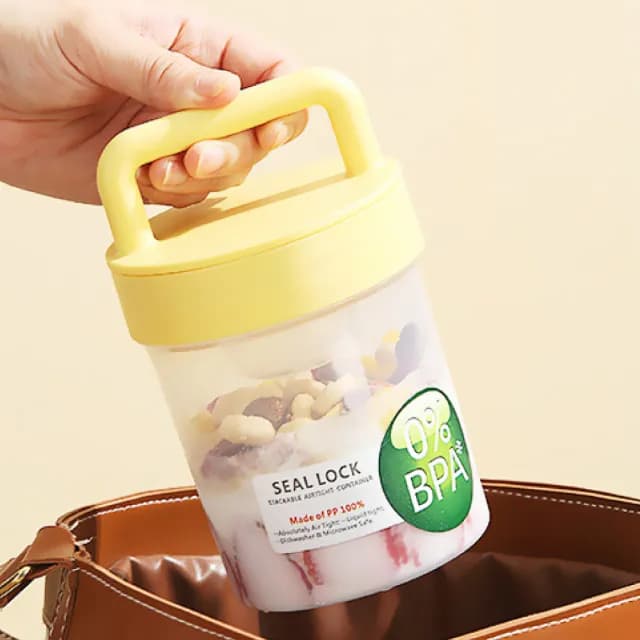 【每日減脂】手提沙拉杯560ML(附餐具 密封盒 優格 燕麥杯 保鮮杯 早餐杯 麥片杯 外出杯 旅遊便攜)