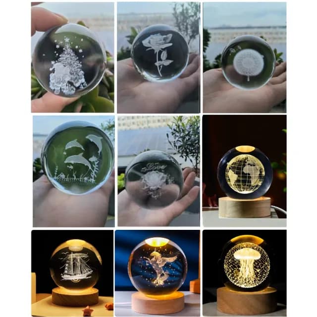 【A-ONE 匯旺】愛的玫瑰 水晶球 LED發光底座 燈座 生日禮物 情人節禮物 送禮 水晶雕刻球 氣氛小物