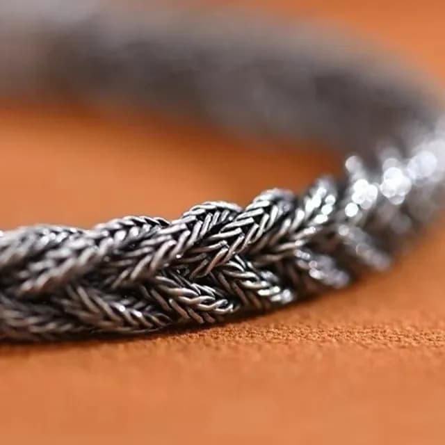 【MoonDy】雙11 925純銀 手工編織 手鍊 手鐲 通體純銀 飾品 簡約 手環 手飾 小眾設計 男女通用