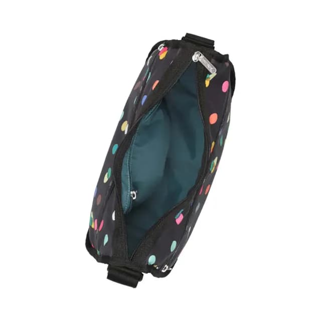 【Lesportsac】Classic Hobo 經典斜背包/ 圓點漂浮氣球 送禮 禮物(黑色)