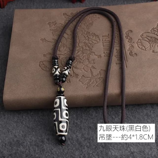 【Penny珮妮】復古六字真言九眼天珠項鍊毛衣鍊2款可選(交換禮物 父親節 母親節 情人節 生日禮 尾牙 新年)