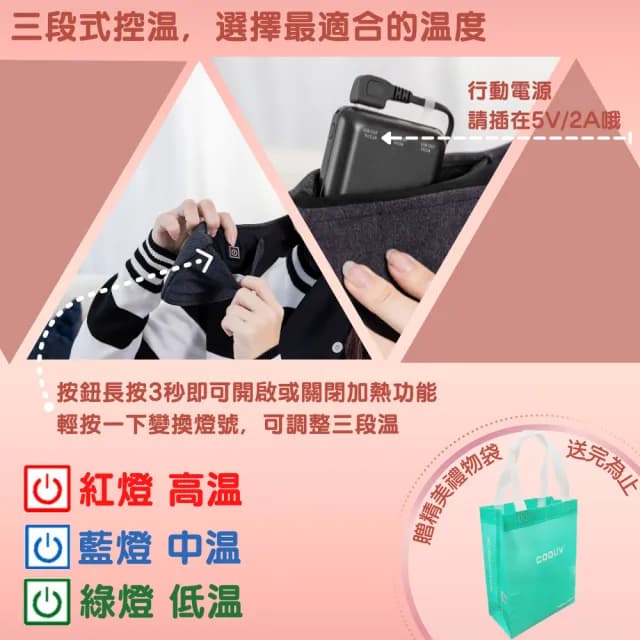 【MEGA COOHT】美國3M USB發熱保暖圍巾 贈行動電源 HT-H009(加熱圍巾 溫熱圍脖 熱敷眼睛 暖宮 暖胃)