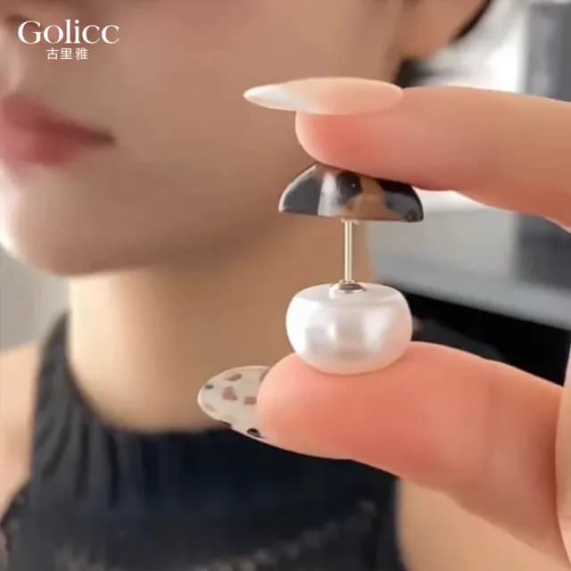 【Gulicc】豹紋 星星珍珠 雙面耳環(雙11 聖誕節 生日 飾品 耳釘 耳飾 耳墜 禮物)