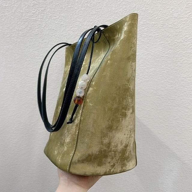 【LEESA】水桶包\牛皮包包\肩背包\大容量水桶包\單肩手提包\質感包包\禮物\小眾包包\通勤女包\真皮單肩包