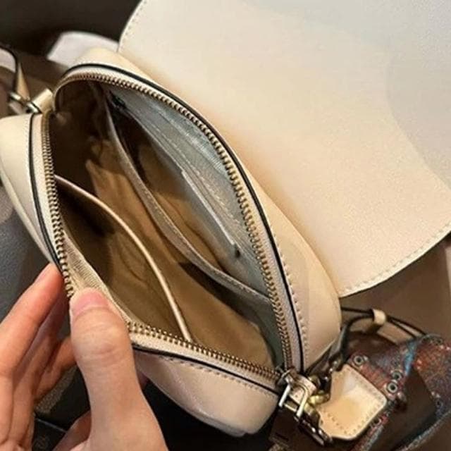 【MoonDy】牛皮斜背包 小包包 斜背包 牛皮包包 奶茶色包包 真皮女包 雙肩帶 女生禮物 小方包 真