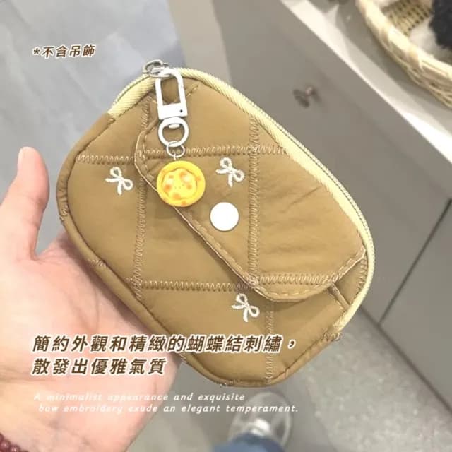 【可愛小包】情人節禮物 刺繡蝴蝶結零錢包(卡片夾 名片夾 證件包 磁卡包 隨身包 口紅 信用卡 雜物包)