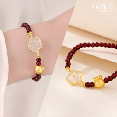 【Golicc】小桃花 福氣 串珠手鍊(七夕 情人節 生日 手環 手繩 首飾 飾品 禮物)