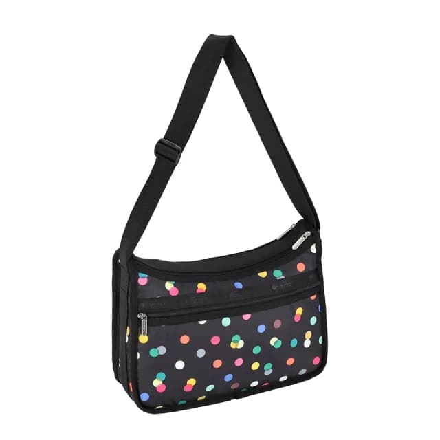 【Lesportsac】時尚斜背包 送禮 禮物(圓點漂浮氣球 黑色)