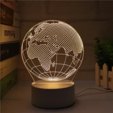 【A-ONE 匯旺】3D雕刻壓克力夜燈 地球 小夜燈 LED底座 臥室燈 生日禮物 聖誕節