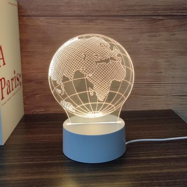 【A-ONE 匯旺】3D雕刻壓克力夜燈 地球 小夜燈 LED底座 臥室燈 生日禮物 聖誕節