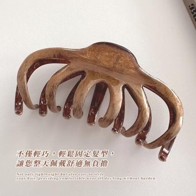 【質感盤髮】韓系原木色抓夾2入(鯊魚夾 大髮量抓夾 造型 馬尾夾 公主頭 頭飾 髮飾 兒童 禮物)
