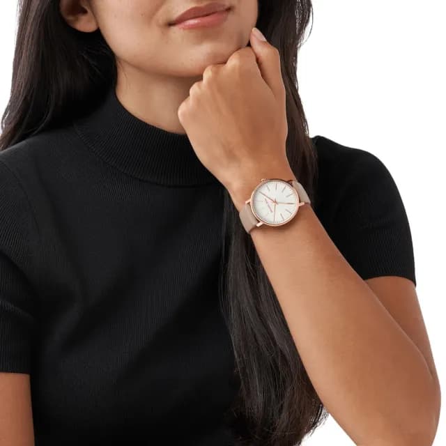 【Michael Kors 官方直營】Pyper系列 時刻閃耀女錶 皮革錶帶指針手錶 38MM(多色可選)