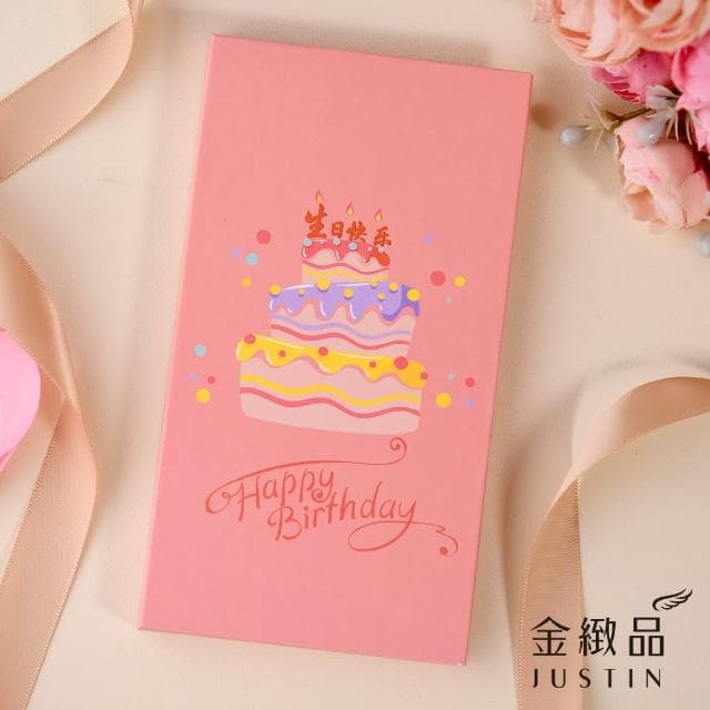【金緻品】黃金賀卡 生日快樂賀卡禮 0.05錢(9999純金 生日禮物 生日蛋糕 黃金蛋糕 黃金賀卡 純金擺件)