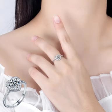 【MoonDy】戒指 鋯石 925 純銀戒指 ins風 婚戒 生日禮物 愛心戒指 開口可調節 高級感 小眾設計