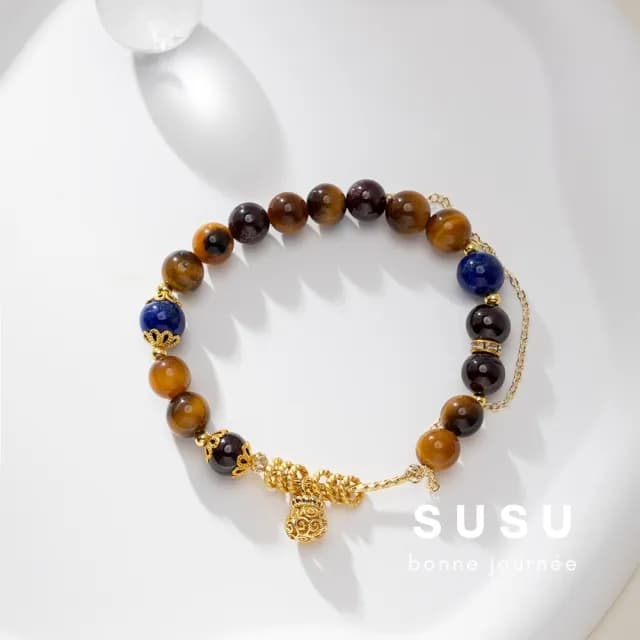 【SU SU】暮光水晶手鍊(虎眼石 石榴石 青金石 事業運 招財 轉運 能量 防小人 送禮 推薦)