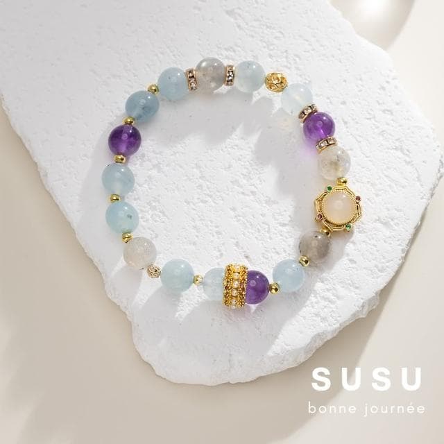 【SU SU】雲海水晶手鍊(月光石 海藍寶 紫水晶 事業運 招財 轉運 能量 防小人 送禮 推薦)