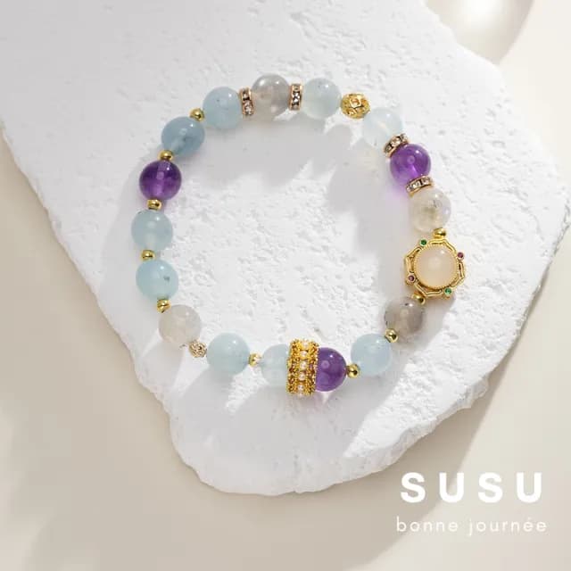 【SU SU】雲海水晶手鍊(月光石 海藍寶 紫水晶 事業運 招財 轉運 能量 防小人 送禮 推薦)