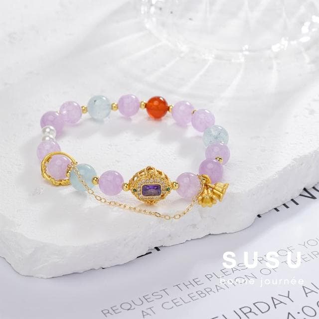 【SU SU】煙雨水晶手鍊(薰衣草紫水晶 紅瑪瑙 海藍寶 事業運 招財 轉運 能量 防小人 送禮 推薦)