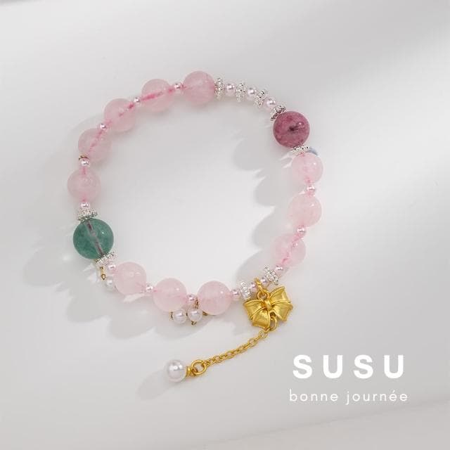 【SU SU】童話水晶手鍊(綠螢石 粉水晶 粉碧璽 事業運 招財 轉運 能量 防小人 送禮 推薦)