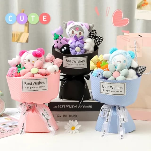 【天使愛美麗】卡通玩偶花束 公仔毛絨花束創意禮物(畢業禮情人節 母親節  生日 婚禮)