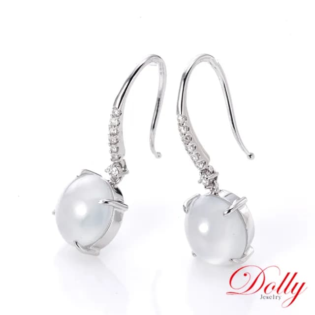 【DOLLY】18K金 緬甸高冰玻種翡翠鑽石耳環(母親節 長輩送禮 交換禮物首選)