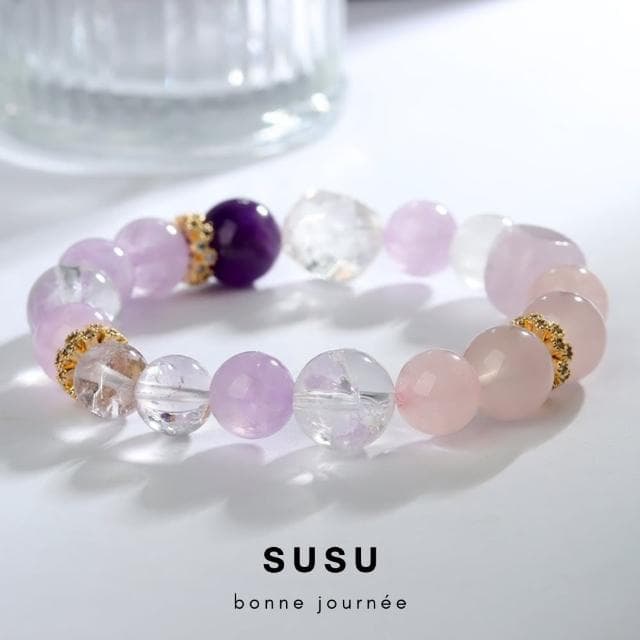 【SU SU】戀愛泡泡水晶手鍊(薰衣草紫水晶 粉水晶 白阿賽 白幽靈 事業運 招財 轉運 能量 防小人 送禮 推薦)