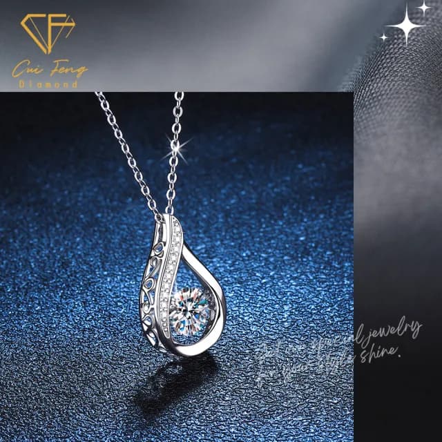 【CF鑽飾】項鍊 莫桑鑽《靈動欲滴》(1克拉 雙11限定 鑽石 項鏈  生日 求婚 禮物)