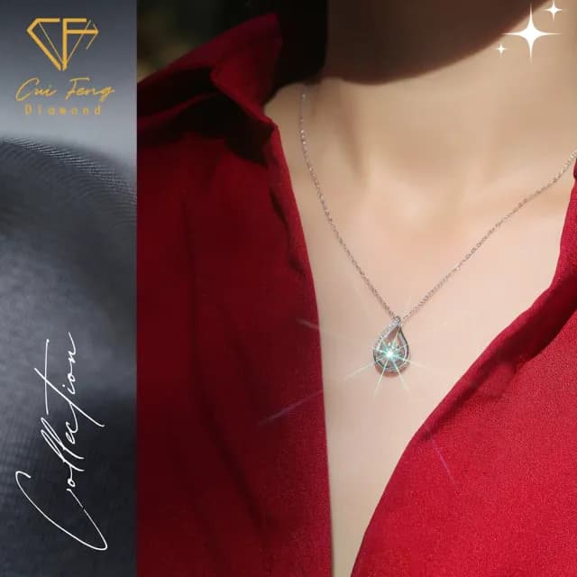 【CF鑽飾】項鍊 莫桑鑽《靈動欲滴》(1克拉 雙11限定 鑽石 項鏈  生日 求婚 禮物)