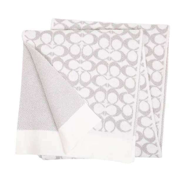 【COACH】C LOGO 金蔥雙面羊毛針織圍巾(多色任選)