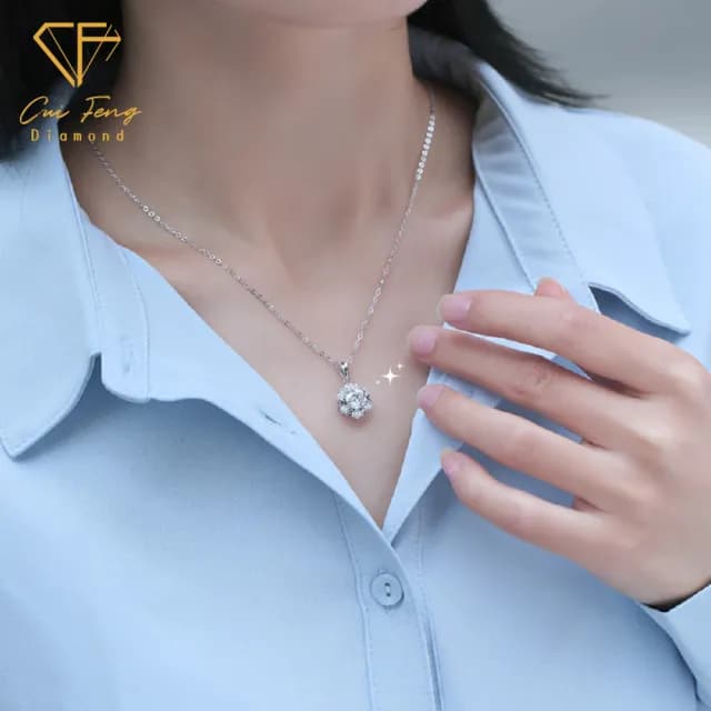 【CF鑽飾】項鍊 莫桑鑽《浪漫雪花》(1克拉 七夕 鑽石 項鏈 禮物送禮 生日 求婚)