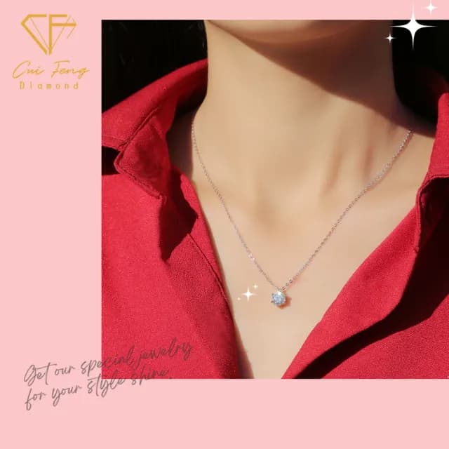【CF鑽飾】項鍊 莫桑鑽《簡約六爪》(1克拉 雙11限定  鑽石 項鏈 聖誕 交換禮物 生日 求婚)