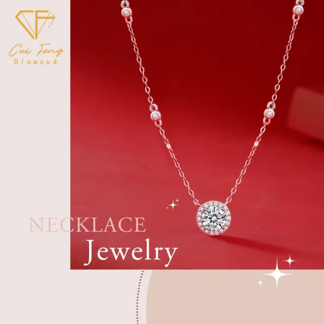 【CF鑽飾】項鍊 莫桑鑽《點點星光》(1克拉 雙11限定 鑽石 項鏈  聖誕 交換禮物 求婚 生日)