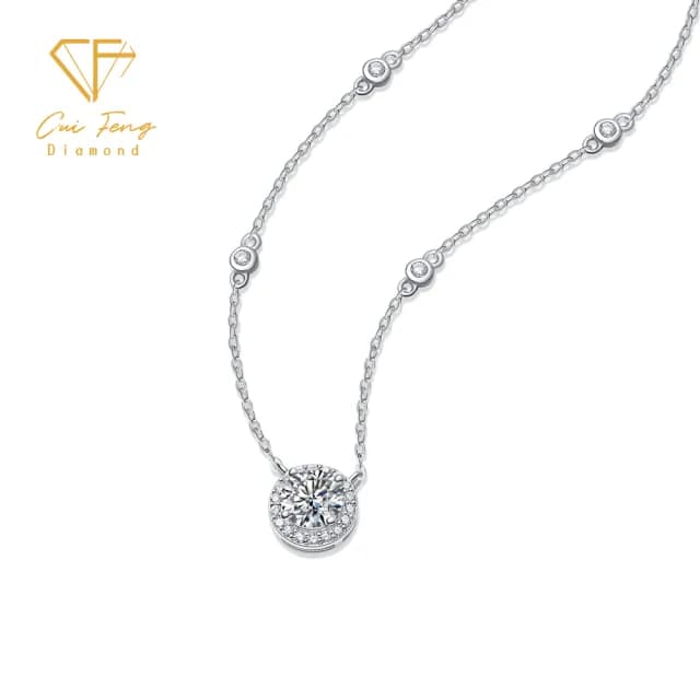 【CF鑽飾】項鍊 莫桑鑽《點點星光》(1克拉 雙11限定 鑽石 項鏈  聖誕 交換禮物 求婚 生日)