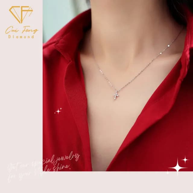 【CF鑽飾】項鍊 莫桑鑽《耶和華》(12分 十字架 項鏈 雙11限定 禮物 求婚 生日 生日)