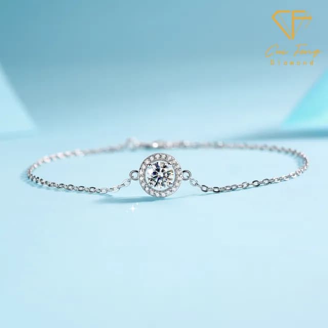 【CF鑽飾】手鍊 莫桑鑽《經典圓包》(50分 雙11限定  鑽石手鏈 禮物 聖誕 交換禮物 生日)