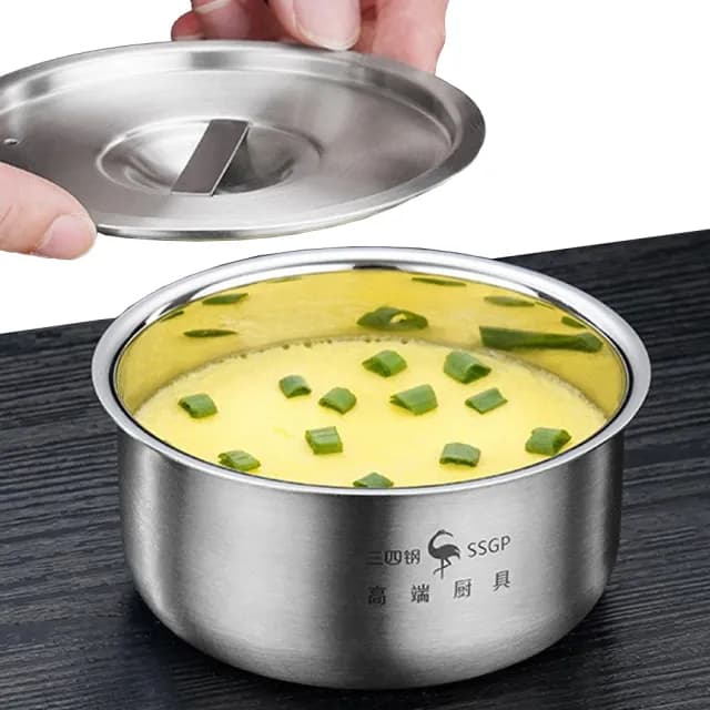 【PUSH!】餐具用品 燉盅316不銹鋼 12cm帶蓋蒸蛋碗 水蒸雞蛋羹嬰兒輔食 蒸飯蒸菜碗(碗 蒸蛋碗 燉盅 E206)