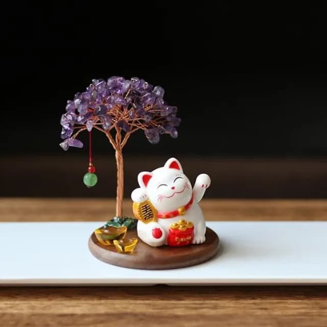 【JEN】水晶招財樹招財貓2款可選(開業送禮 交換禮物 生日禮物 喬遷 入新居 尾牙 新年送禮)
